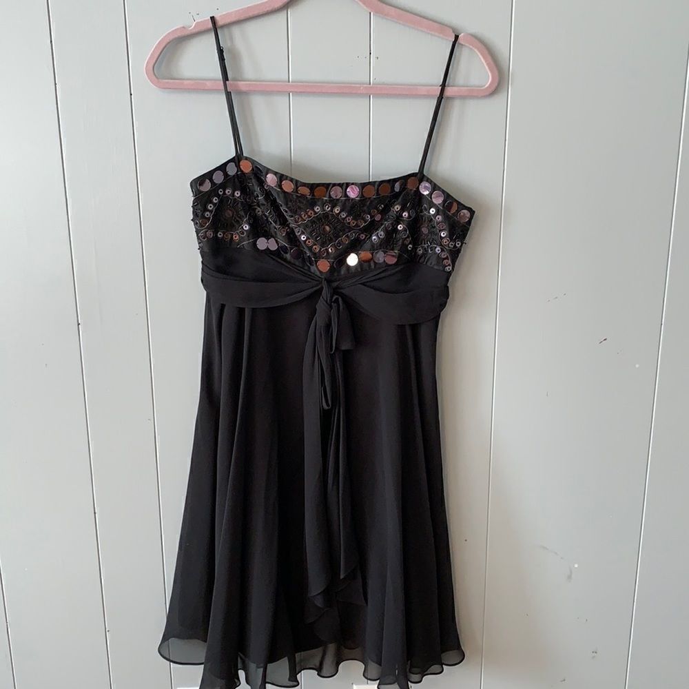 BCBGmaxAzria
Black Silk Embellished Dress Size 6
